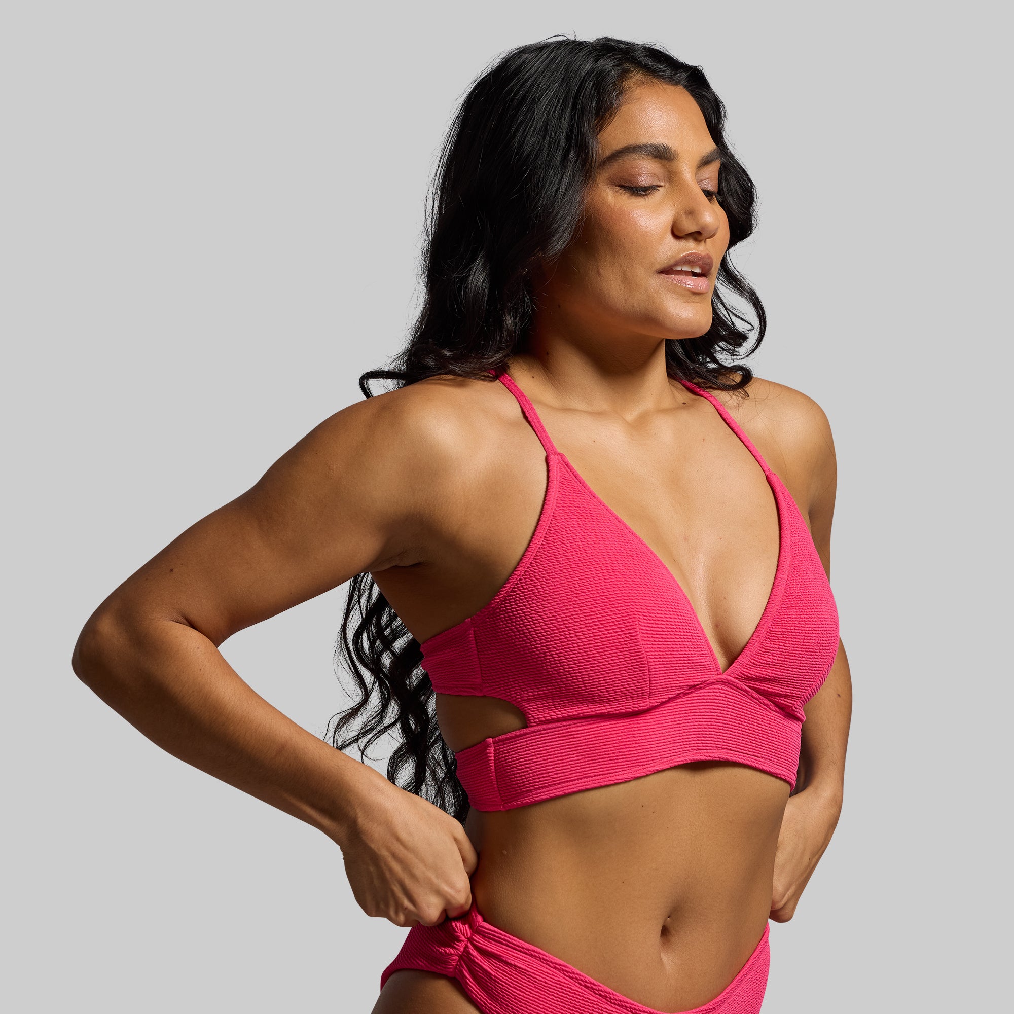 Sea Level Crinkle Bikini Top (Raspberry Sorbet) - Image 4