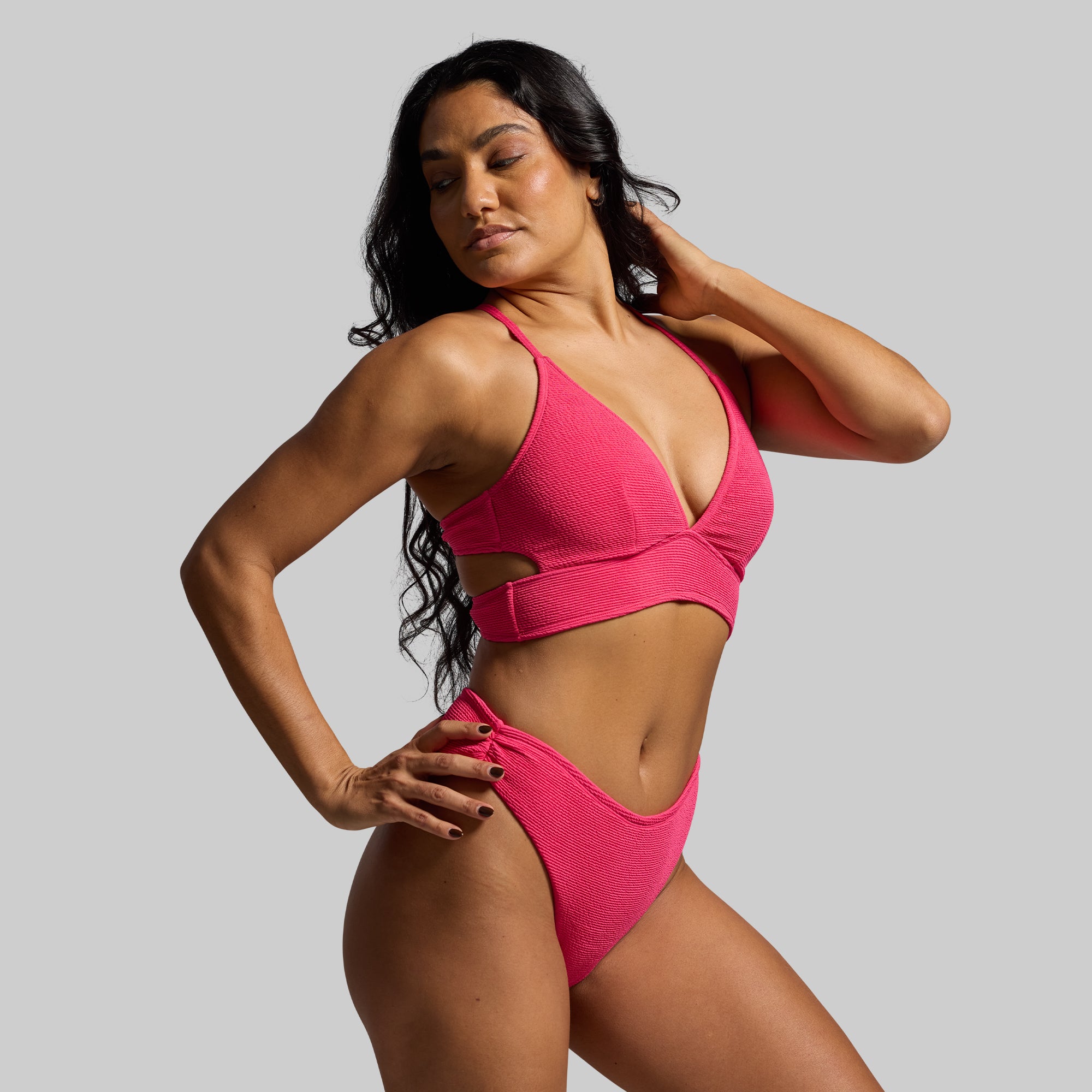 Sea Level Crinkle Bikini Top (Raspberry Sorbet) - Image 2