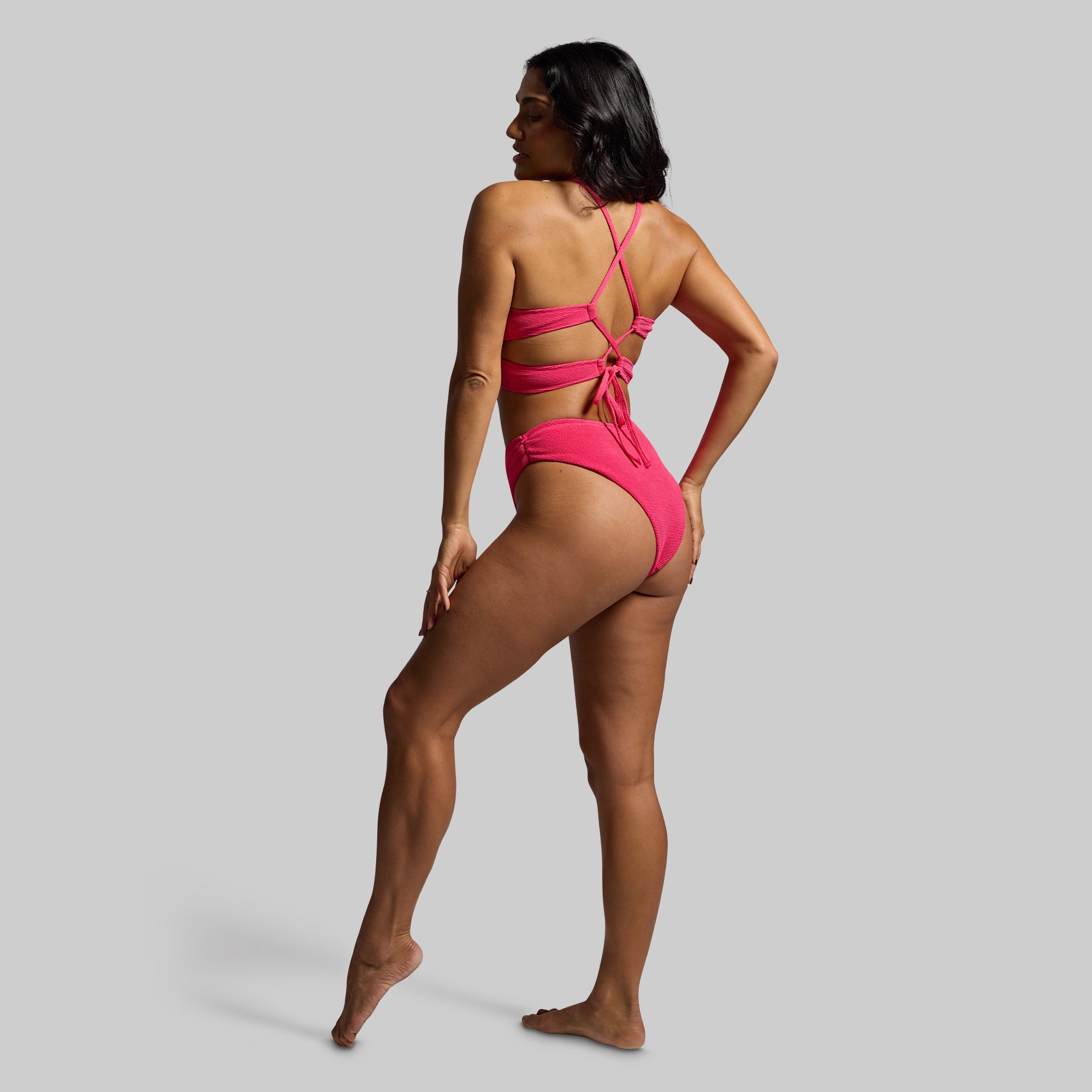 Solstice Crinkle Bikini Bottom (Raspberry Sorbet) - Image 6