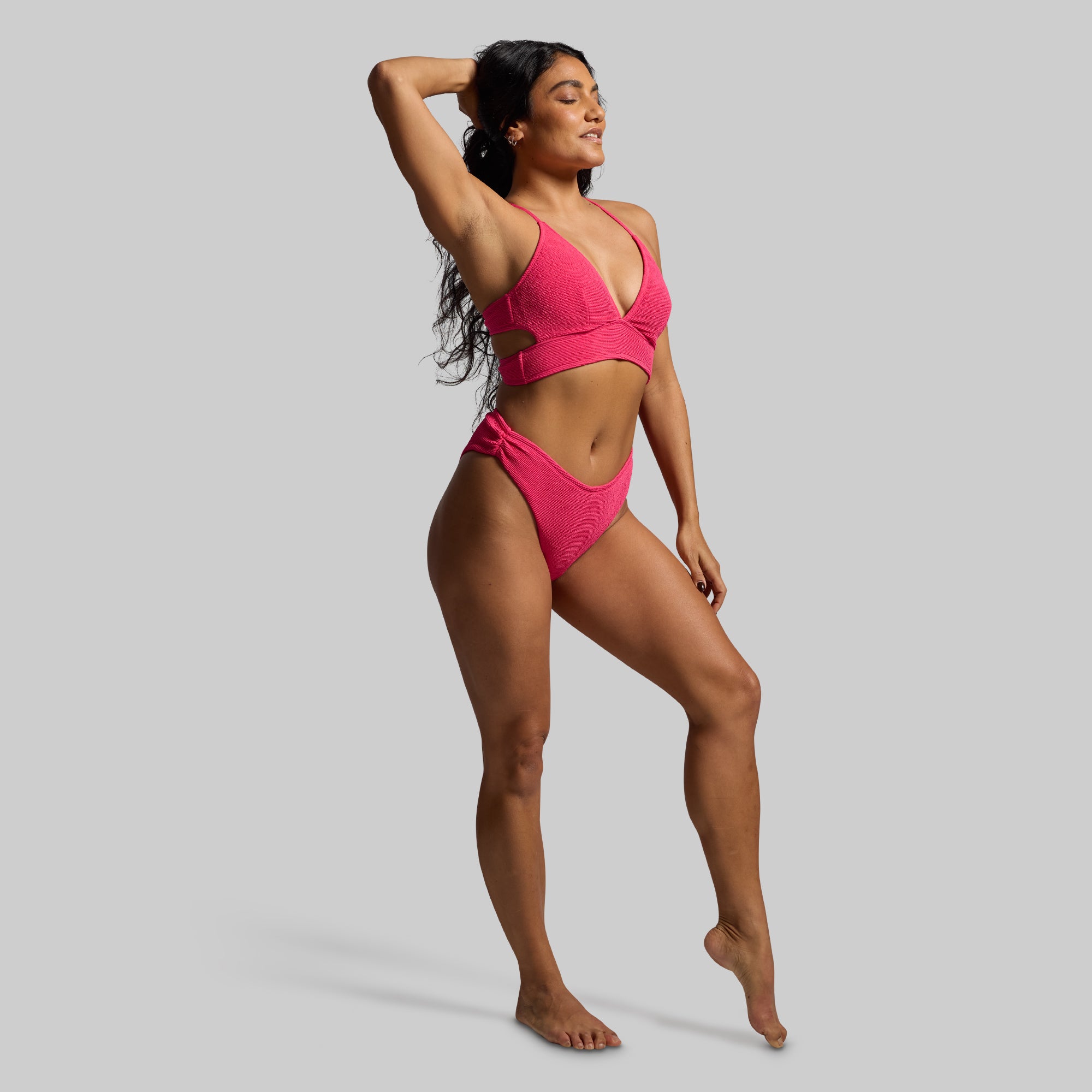 Solstice Crinkle Bikini Bottom (Raspberry Sorbet) - Image 5