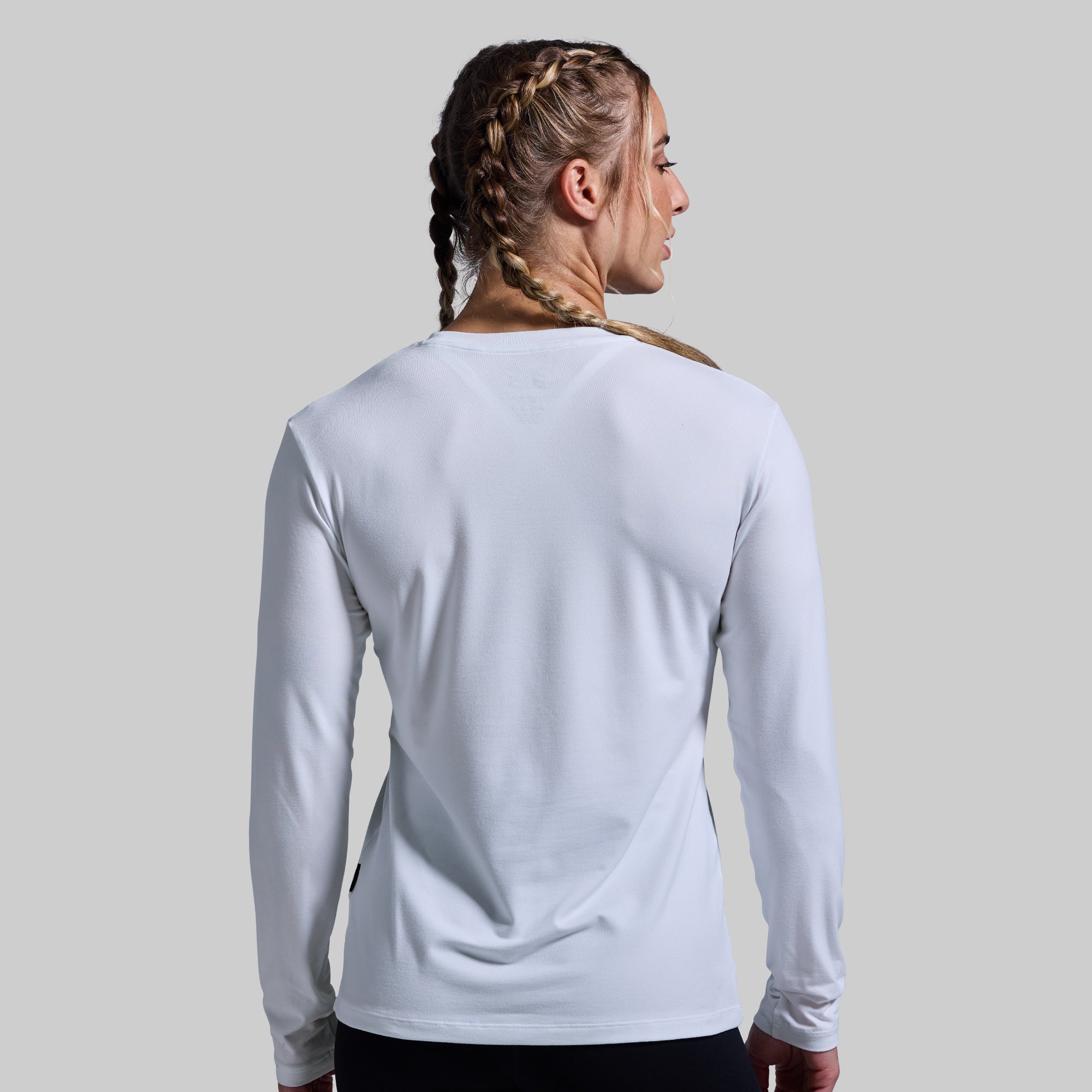 Women's BP Premium Basic Long Sleeve Crew (White) - Image 2
