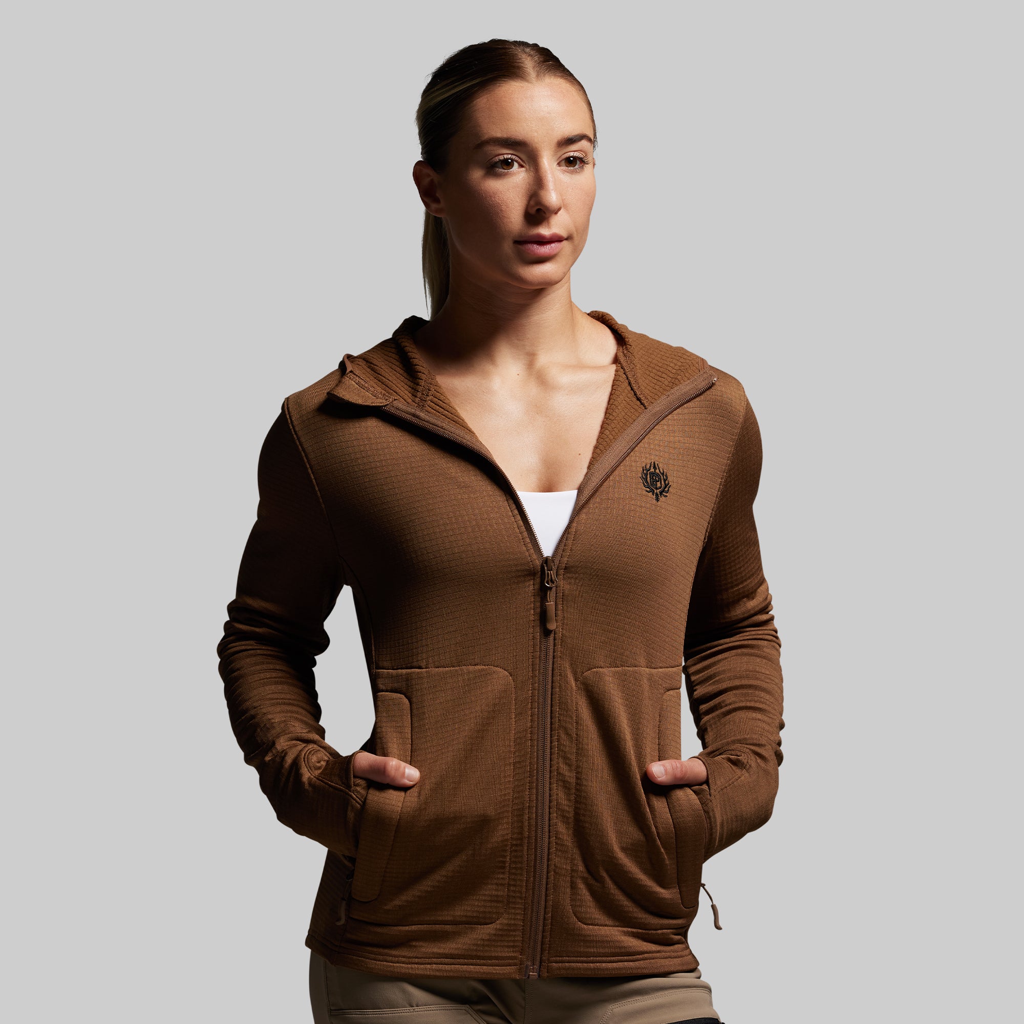 Women's Quiver Full Zip Hoodie 2.0 (Coyote Brown) - Image 3