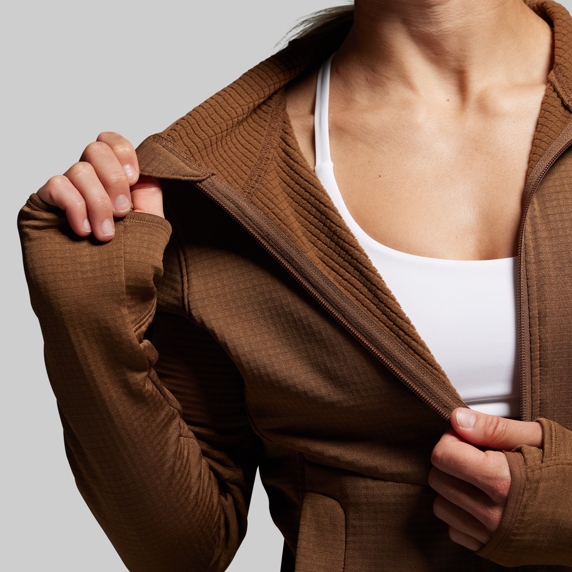 Women's Quiver Full Zip Hoodie 2.0 (Coyote Brown) - Image 4