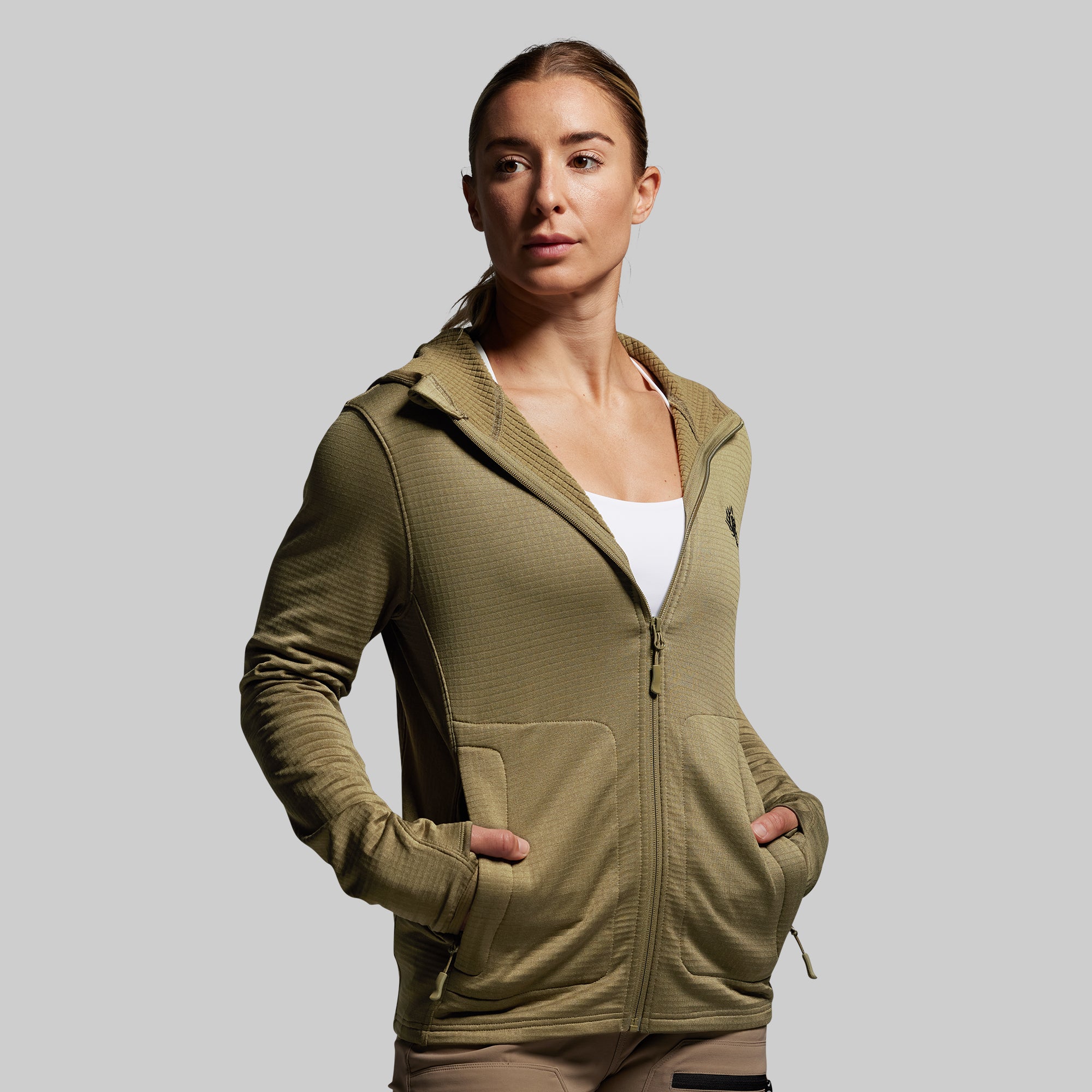 Women's Quiver Full Zip Hoodie 2.0 (OD Green) - Image 3