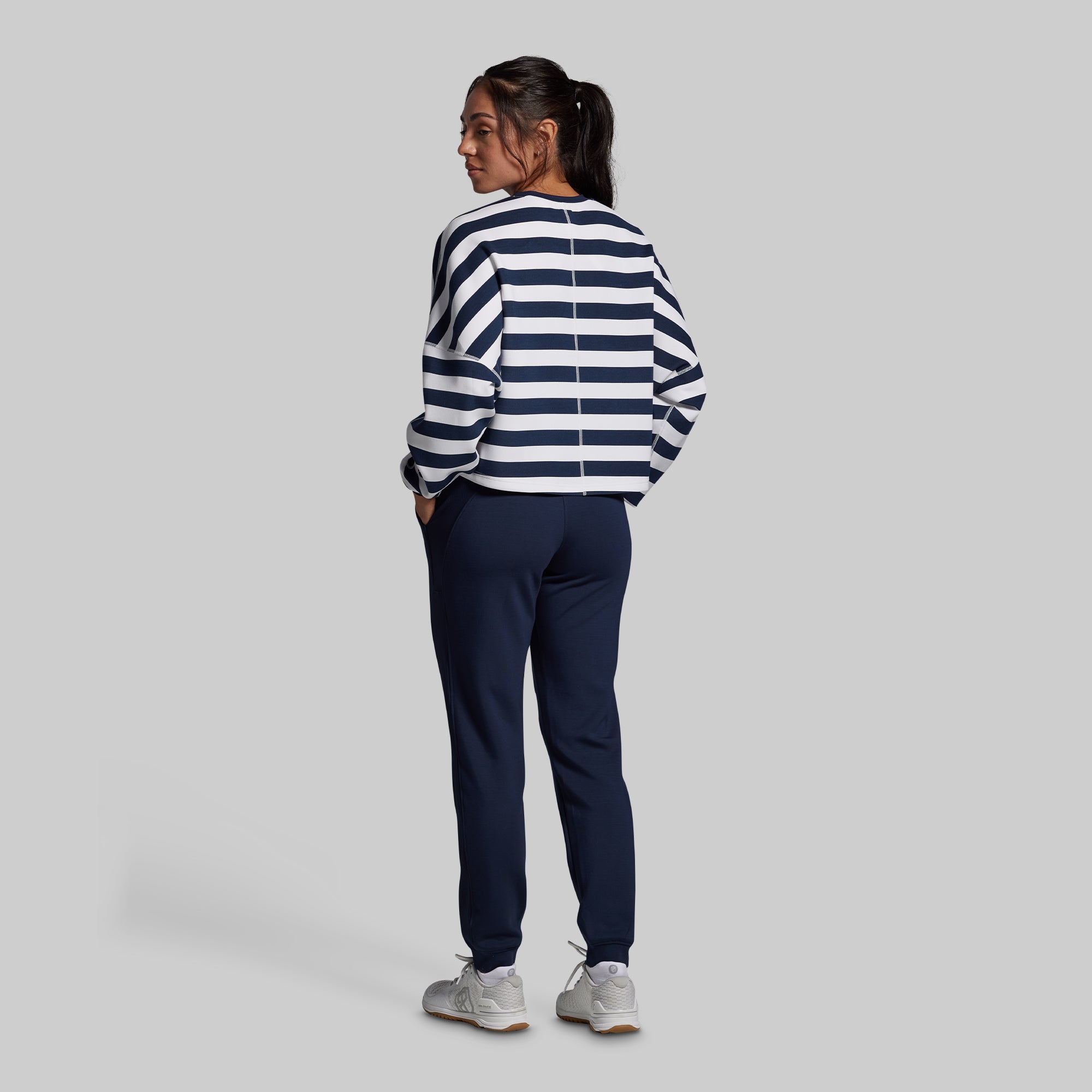 Lounge Lux Cropped Pullover (BP Navy Stripe) - Image 7