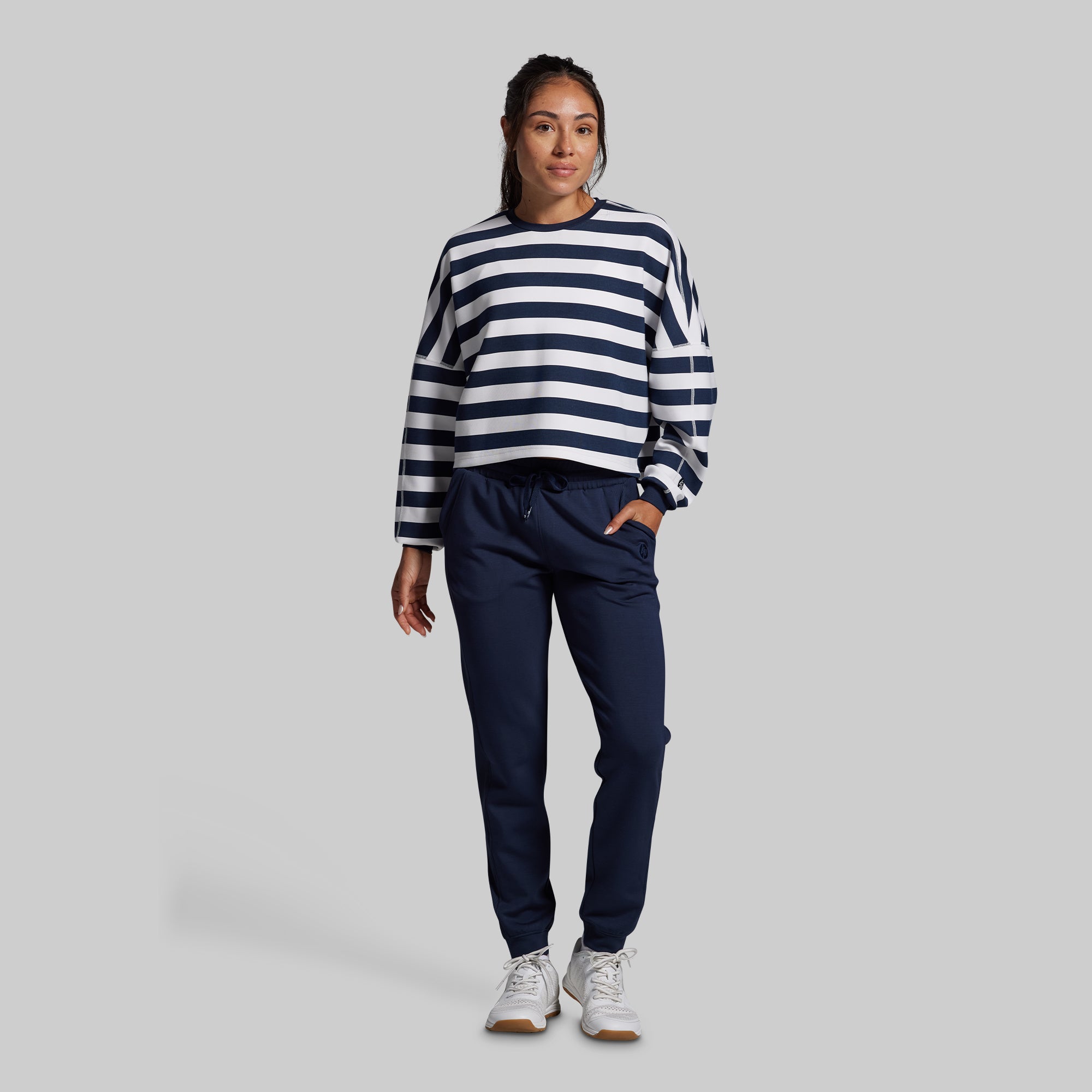 Lounge Lux Cropped Pullover (BP Navy Stripe) - Image 6