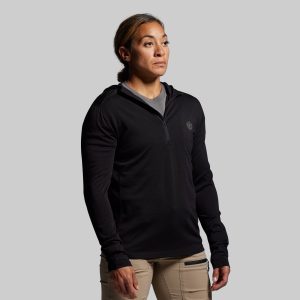 Women's Ridgeline Merino Half Zip Hoodie 165 (Black)