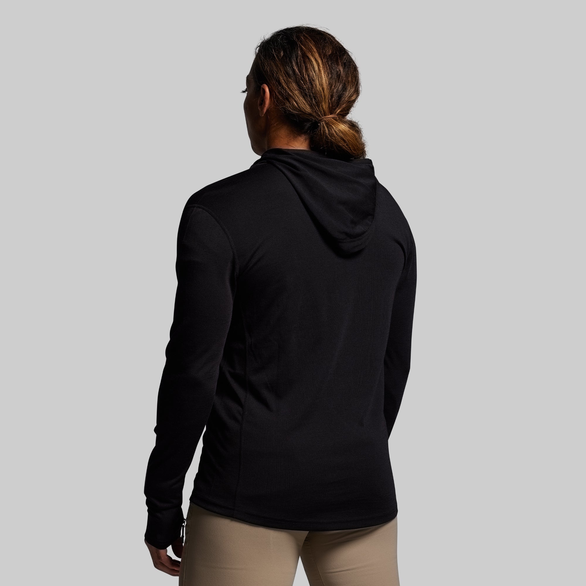 Women's Ridgeline Merino Half Zip Hoodie 165 (Black) - Image 2